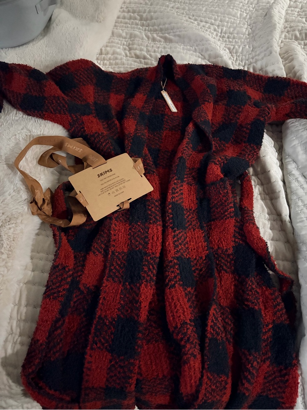 SKIMS Plaid Cozy Robe NWT